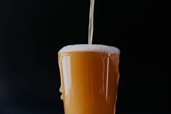 Blond beer is served