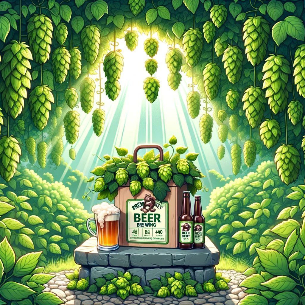 Brew Monkey bierbrouwpakket - Simpel brouwen pakket illustratie met hop