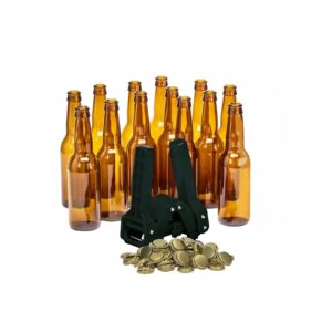 Brew Monkey kit birra fai da te - set di bottiglie con apparecchio per tappi a corona e tappi a corona