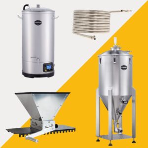 Brew Monk Mega Deal 8: Brew Monk B70 WLAN, Brew Monk C80 konisches Gärgefäß, Gegenstromkühler & Grain Gorilla Malzmühle
